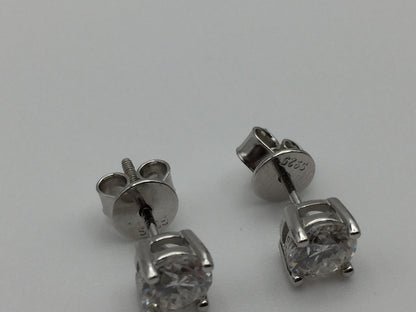 0.5 Carat Moissanite Stud Earrings (5mm); 4 Prong, Screw-back
