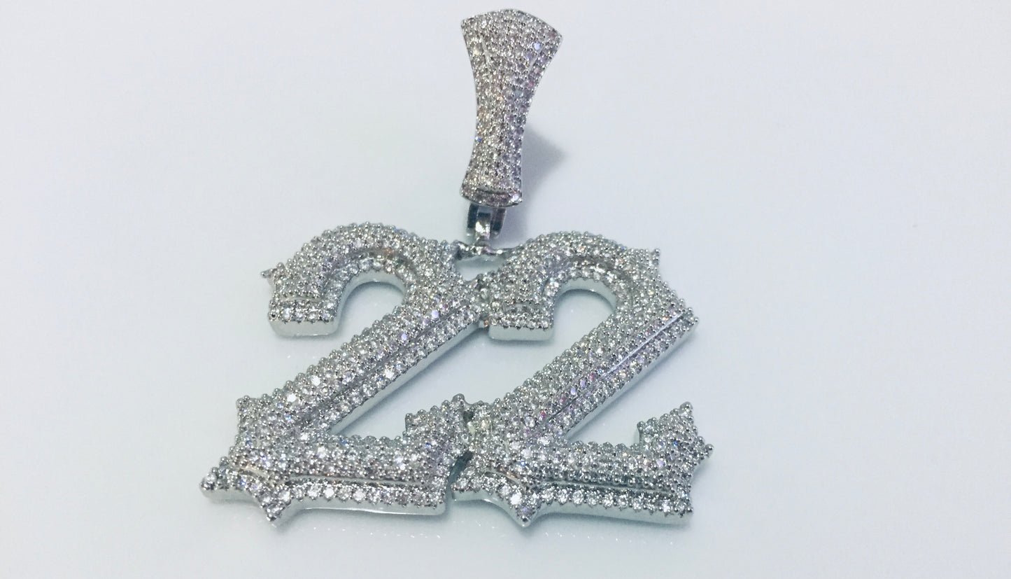 Custom Moissanite Letter/Number Pendant (Gothic Script Style - Medium size)