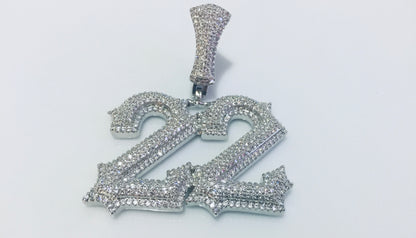 Custom Moissanite Letter/Number Pendant (Gothic Script Style - Medium size)