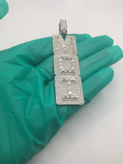 Custom “Round+Baguette” Moissanite Letter Pendants