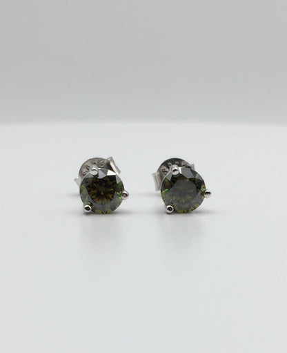 5mm Camoflauge Green Moissanite Stud Earrings (0.5ct)