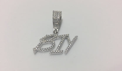 Custom Moissanite Letter/Number Pendant - Small BRUSH FONT