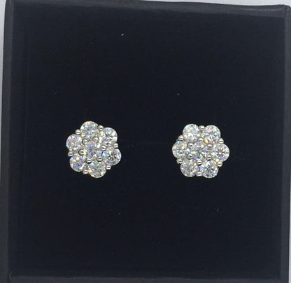 Flower Cluster Moissanite Stud Earrings - 9mm *World Series Edition*