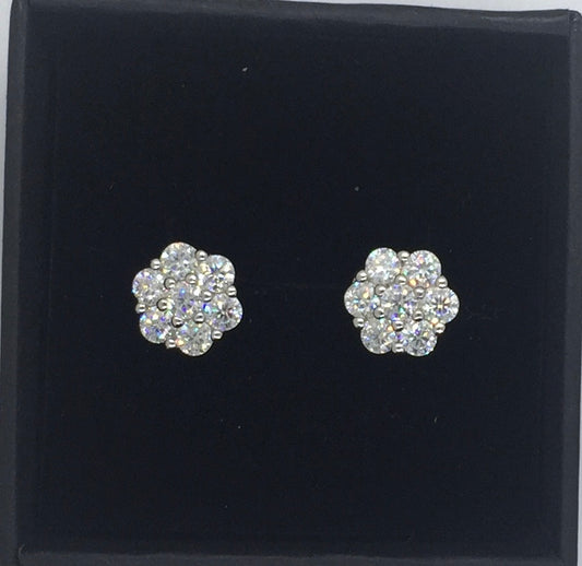 Flower Cluster Moissanite Stud Earrings - 9mm *World Series Edition*