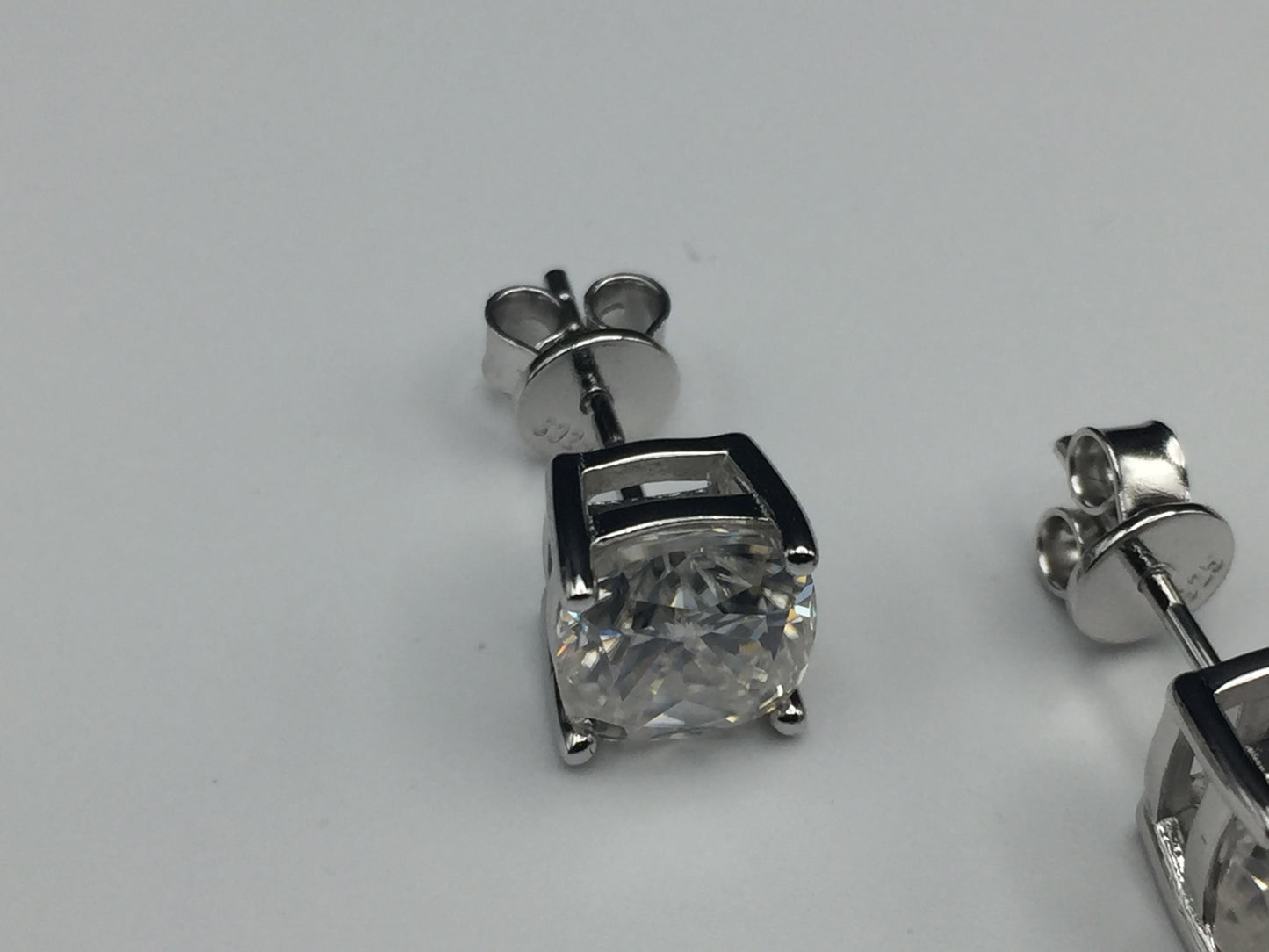 Cushion Cut Moissanite Stud Earrings (2 Carat)