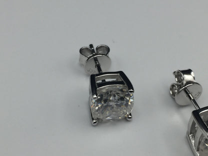 Cushion Cut Moissanite Stud Earrings (2 Carat)