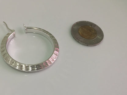 Large Diamond Cut Hoop Earrings