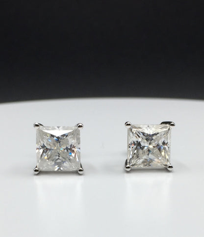Princess Cut Moissanite Stud Earrings (3 Carat - LARGE)