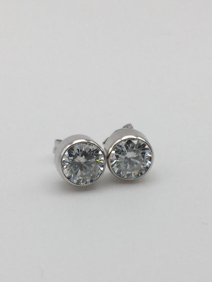 6mm Bezel set Moissanite Stud Earrings (0.8ct)