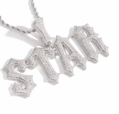 Custom Moissanite Letter/Number Pendant (Gothic Script Style - Medium size)