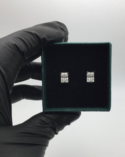 Radiant Cut Moissanite Stud Earrings (1 Carat)