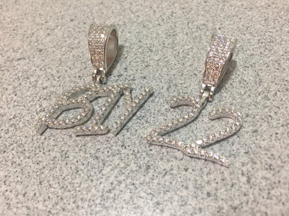 Custom Moissanite Letter/Number Pendant - Small BRUSH FONT