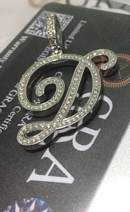 Moissanite Letter Pendant - Cursive