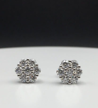 Honeycomb Cluster Moissanite Stud Earrings - 9mm *World Series Edition*