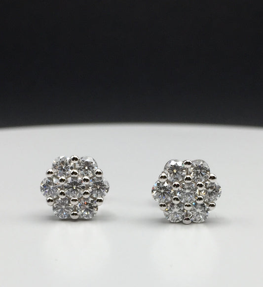 Honeycomb Cluster Moissanite Stud Earrings - 9mm *World Series Edition*
