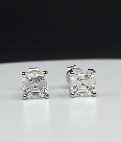 Asscher Cut Moissanite Stud Earrings (1 Carat)