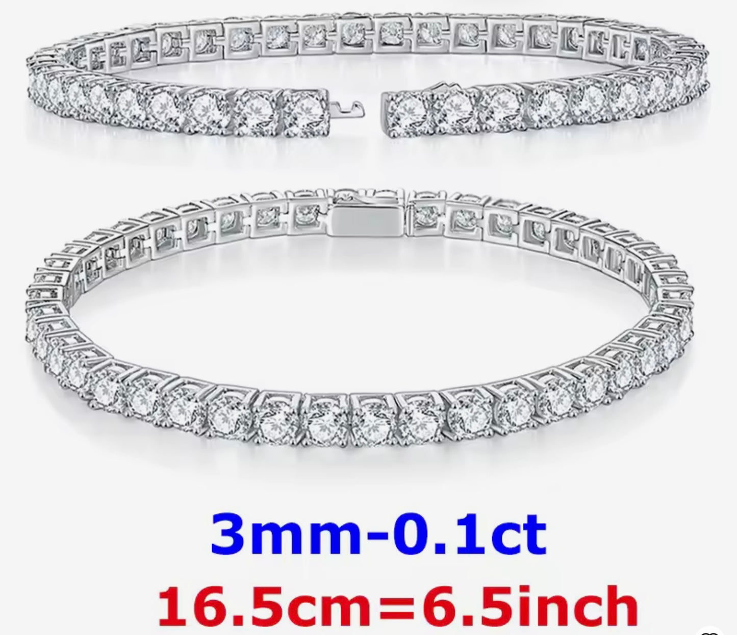 3mm Moissanite Tennis Bracelet: Click-Lock
