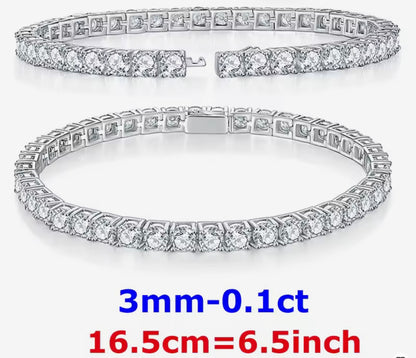 3mm Moissanite Tennis Bracelet: Click-Lock