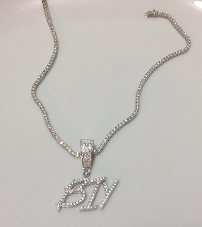 Custom Moissanite Letter/Number Pendant - Small BRUSH FONT
