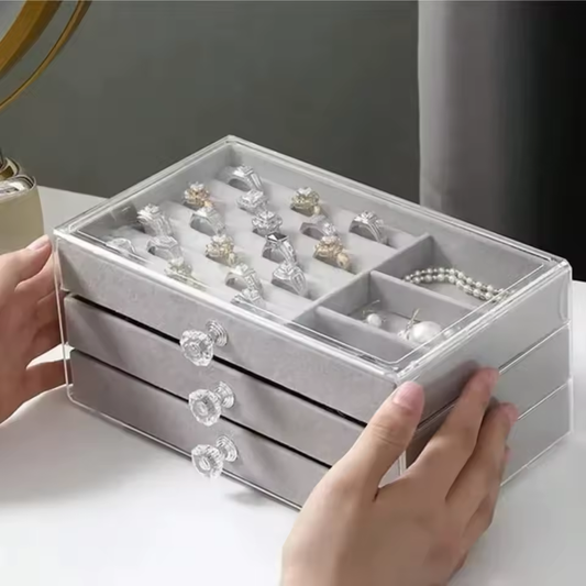 3 Drawer Jewelry Box (Acrylic/Velvet)
