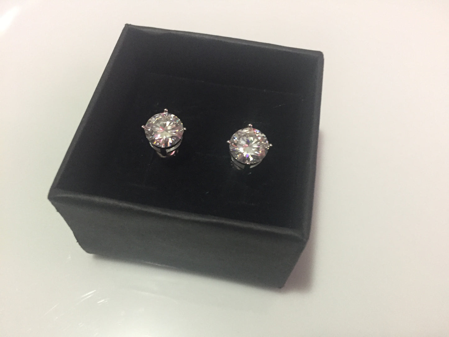 2 Carat Moissanite Stud Earrings (8mm, Screw-back)