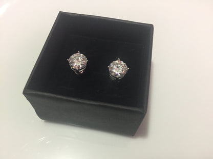 2 Carat Moissanite Stud Earrings (8mm, Screw-back)