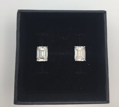 Emerald Cut Moissanite Stud Earrings (2 Carat)