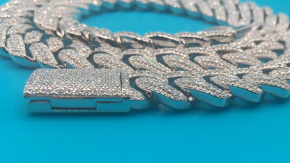 15mm Moissanite 3D Prong Cuban Chain