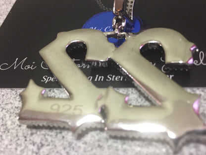 Custom Moissanite Letter/Number Pendant (Gothic Script Style - Medium size)
