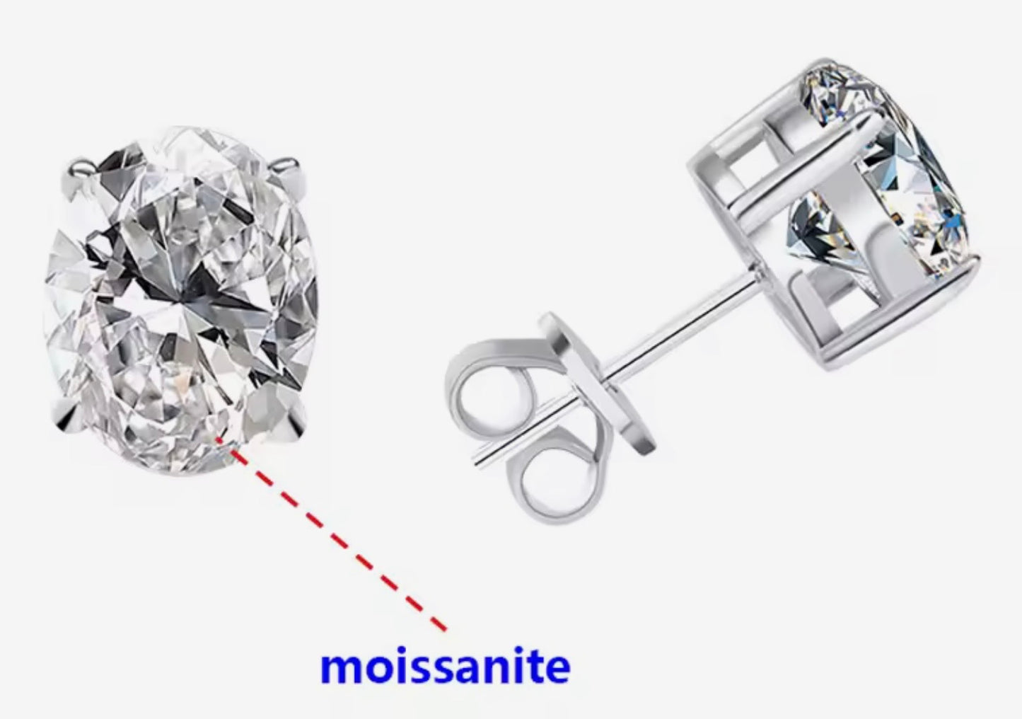 Oval Cut Moissanite Stud Earrings (1 Carat)