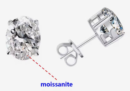Oval Cut Moissanite Stud Earrings (1 Carat)