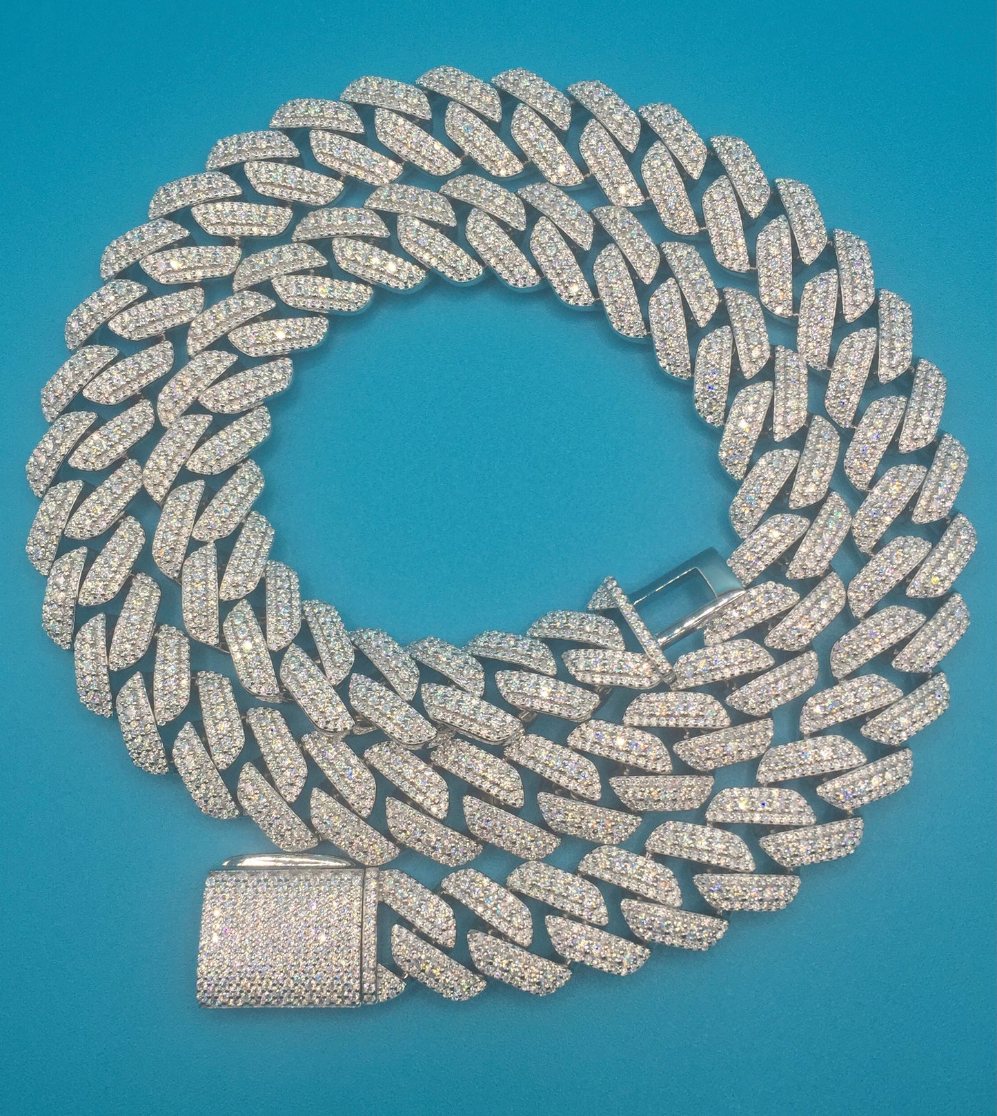 15mm Moissanite 3D Prong Cuban Chain