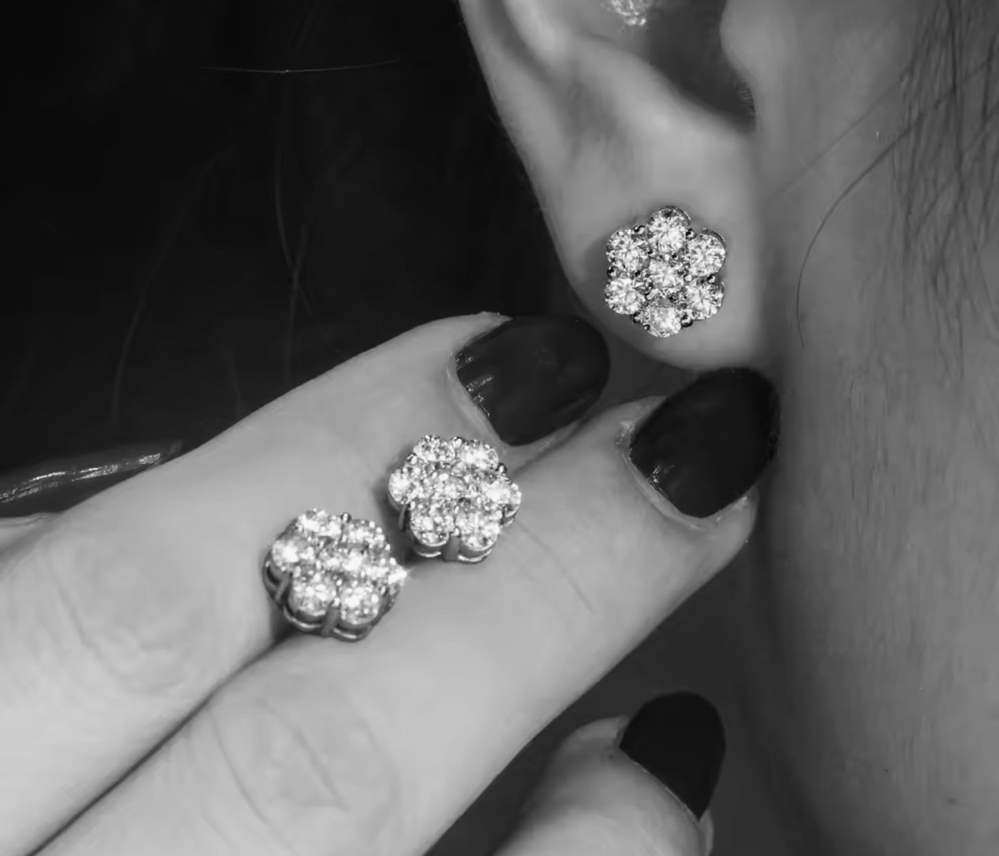 Flower Cluster Moissanite Stud Earrings - 9mm *World Series Edition*