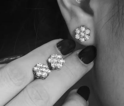 Flower Cluster Moissanite Stud Earrings - 9mm *World Series Edition*