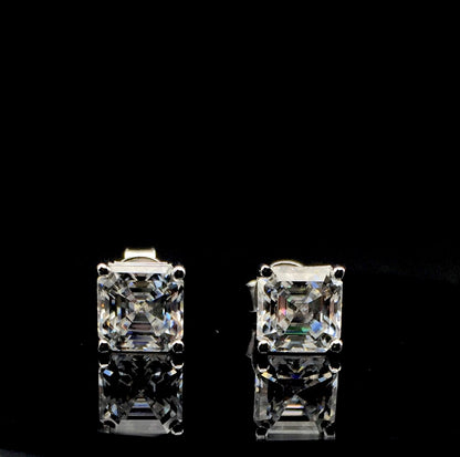 Asscher Cut Moissanite Stud Earrings (1 Carat)