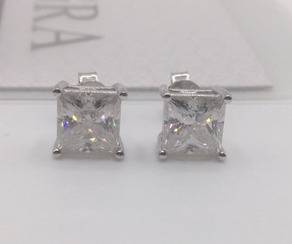 Princess Cut Moissanite Stud Earrings (2 Carat)