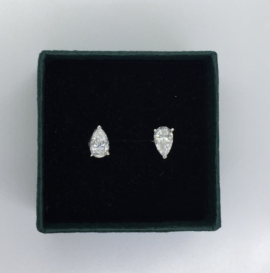Pear Cut Moissanite Stud Earrings (1 Carat)