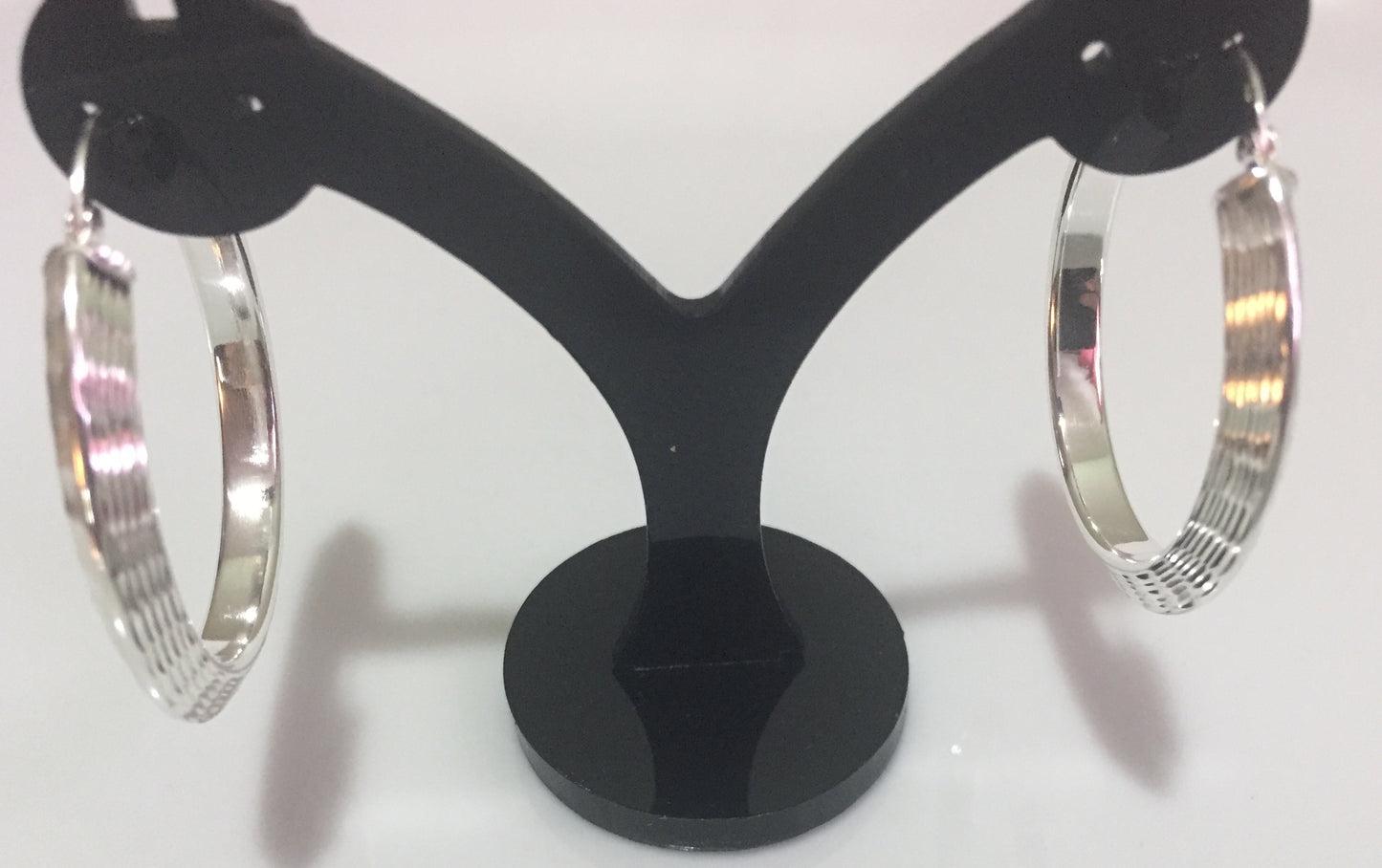 Large Diamond Cut Hoop Earrings