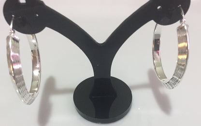 Large Diamond Cut Hoop Earrings