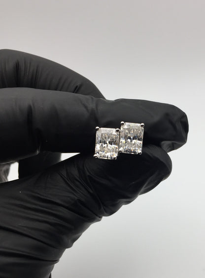 Radiant Cut Moissanite Stud Earrings (2 Carat)