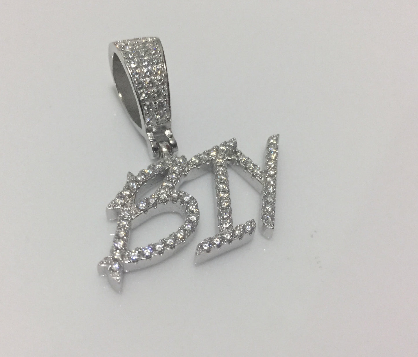 Custom Moissanite Letter/Number Pendant - Small BRUSH FONT