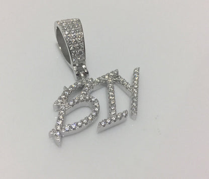 Custom Moissanite Letter/Number Pendant - Small BRUSH FONT