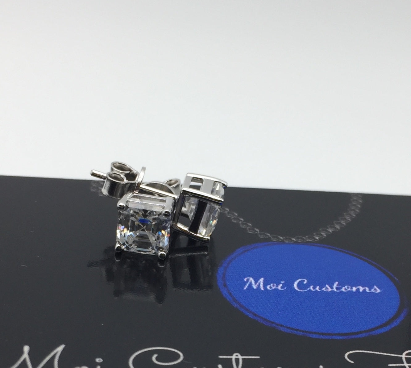 Asscher Cut Moissanite Stud Earrings (1 Carat)