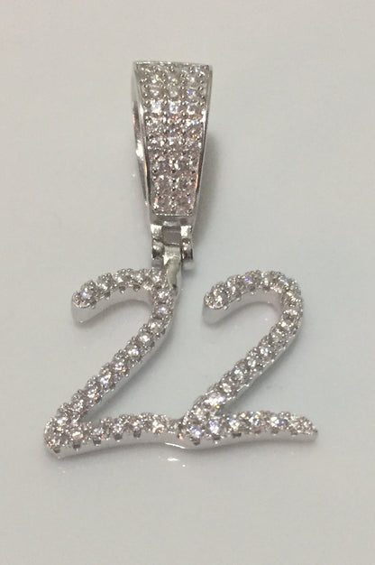Custom Moissanite Letter/Number Pendant - Small BRUSH FONT