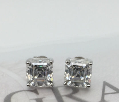 Asscher Cut Moissanite Stud Earrings (2 Carat)