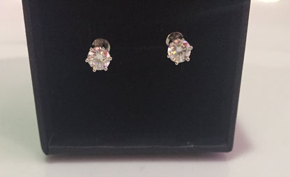 Moissanite Studs: 0.5 - 2 Cts. (Pushback, 6 Prong)