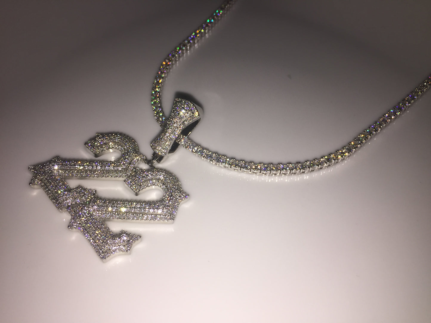 Custom Moissanite Letter/Number Pendant (Gothic Script Style - Medium size)