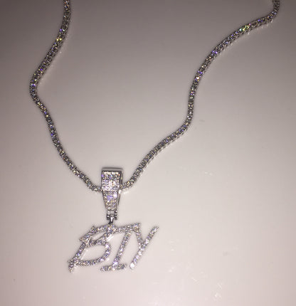 Custom Moissanite Letter/Number Pendant - Small BRUSH FONT