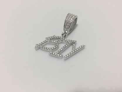 Custom Moissanite Letter/Number Pendant - Small BRUSH FONT