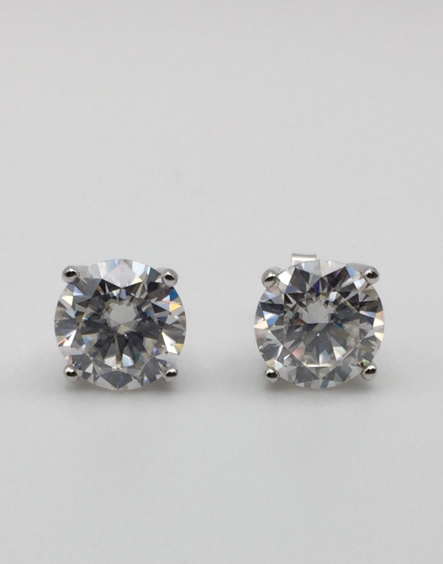 5 Carat VERY BIG Moissanite Stud Earrings (Screwback, 4 prong)